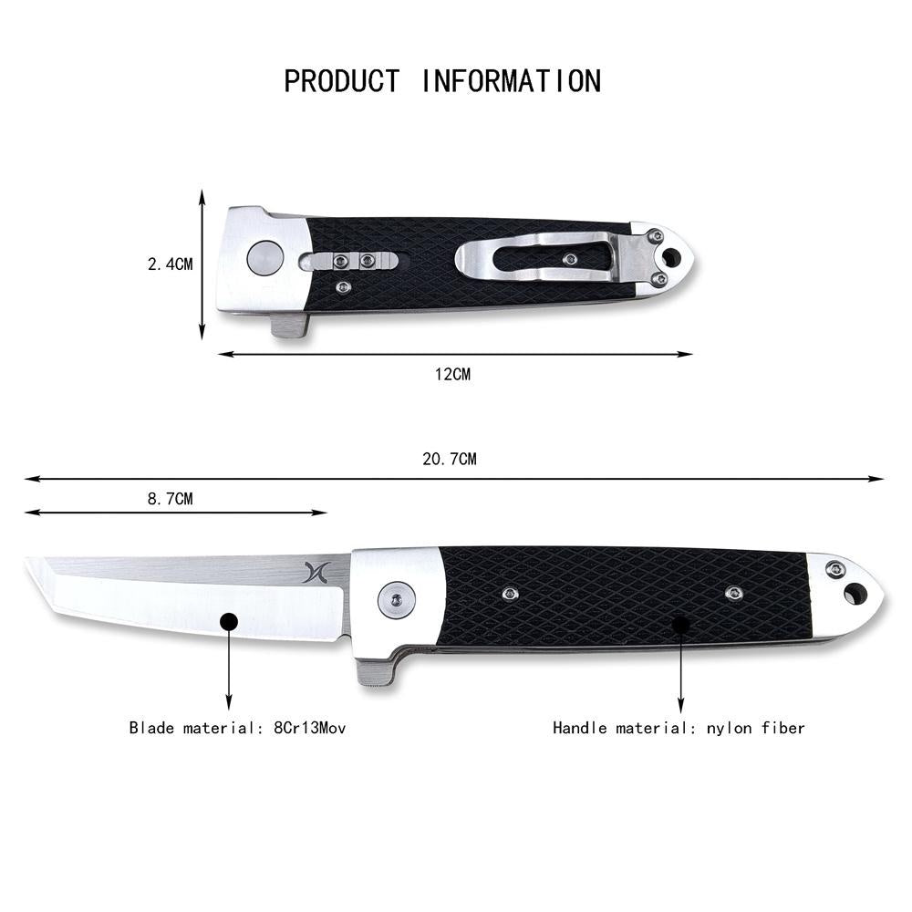 Newest Style HUA AO 26T Tactical Assisted Flipper Knife 3.5-inch Flip Blade Nylon Fiber Handle Hunting Knife Sharp Outdoor Campers Survivalists CuttingTools