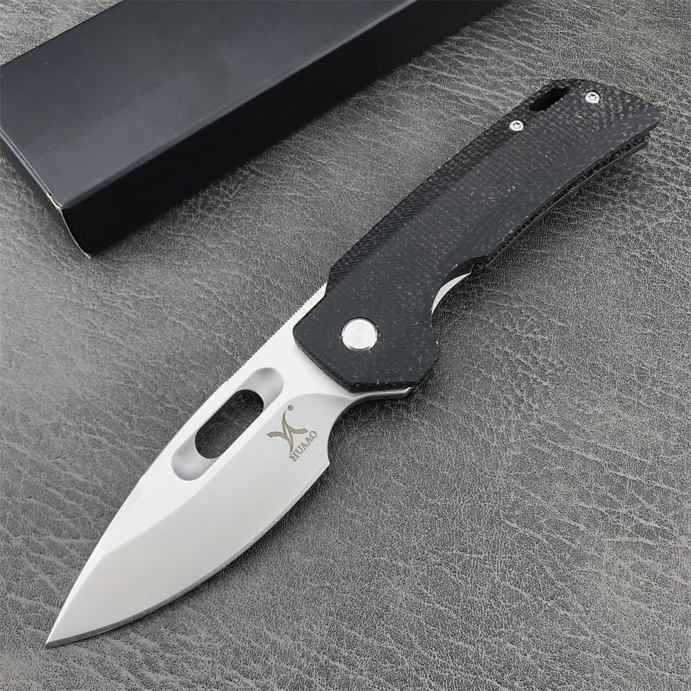 High Quality Bearing HUAAO GC002 Tactical Folding Pocket Knife 8Cr13Mov Blade Micarta Handle Outdoor Hunting Knives Camping EDC Tool Christmas Gift