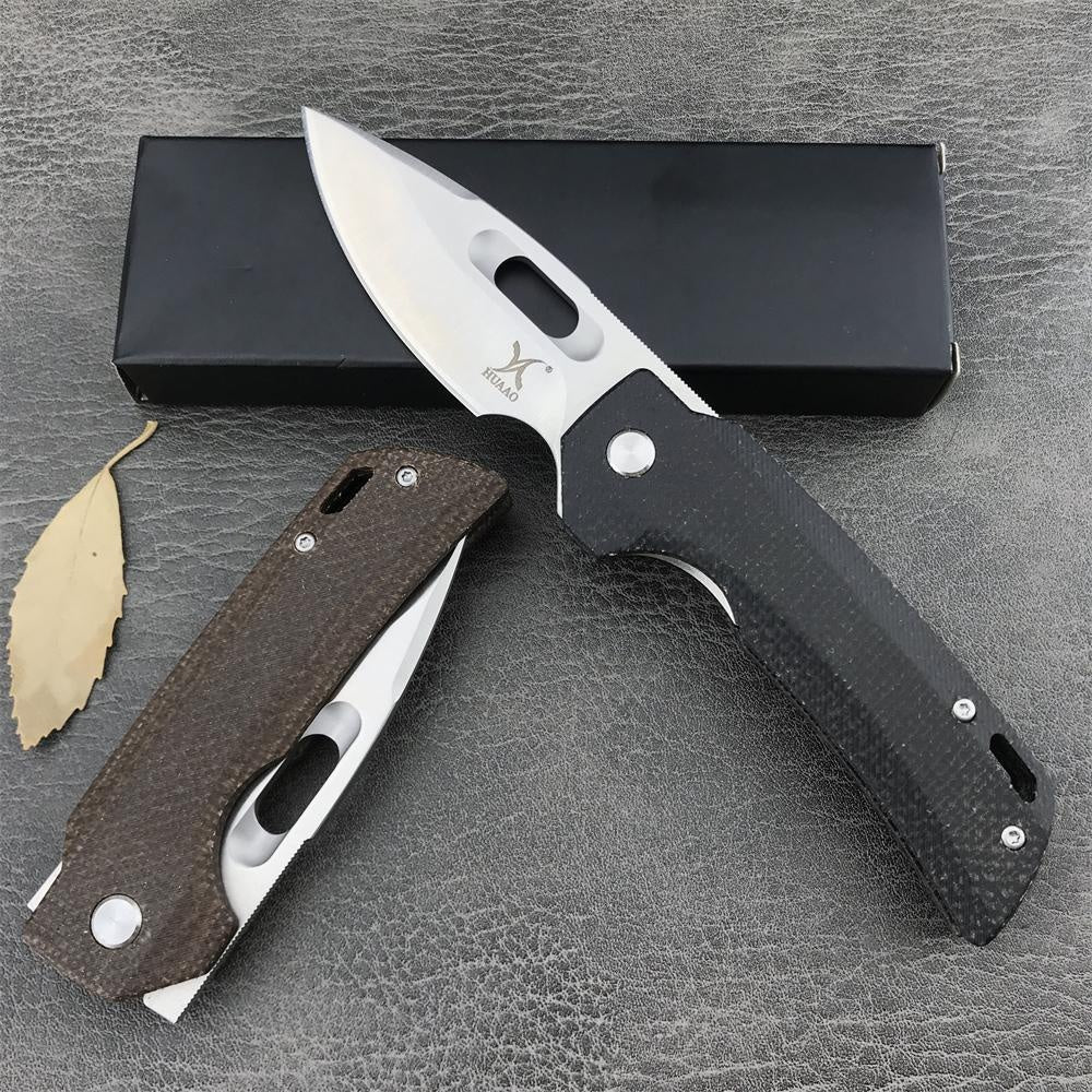 High Quality Bearing HUAAO GC002 Tactical Folding Pocket Knife 8Cr13Mov Blade Micarta Handle Outdoor Hunting Knives Camping EDC Tool Christmas Gift