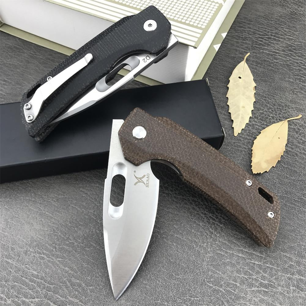 High Quality Bearing HUAAO GC002 Tactical Folding Pocket Knife 8Cr13Mov Blade Micarta Handle Outdoor Hunting Knives Camping EDC Tool Christmas Gift