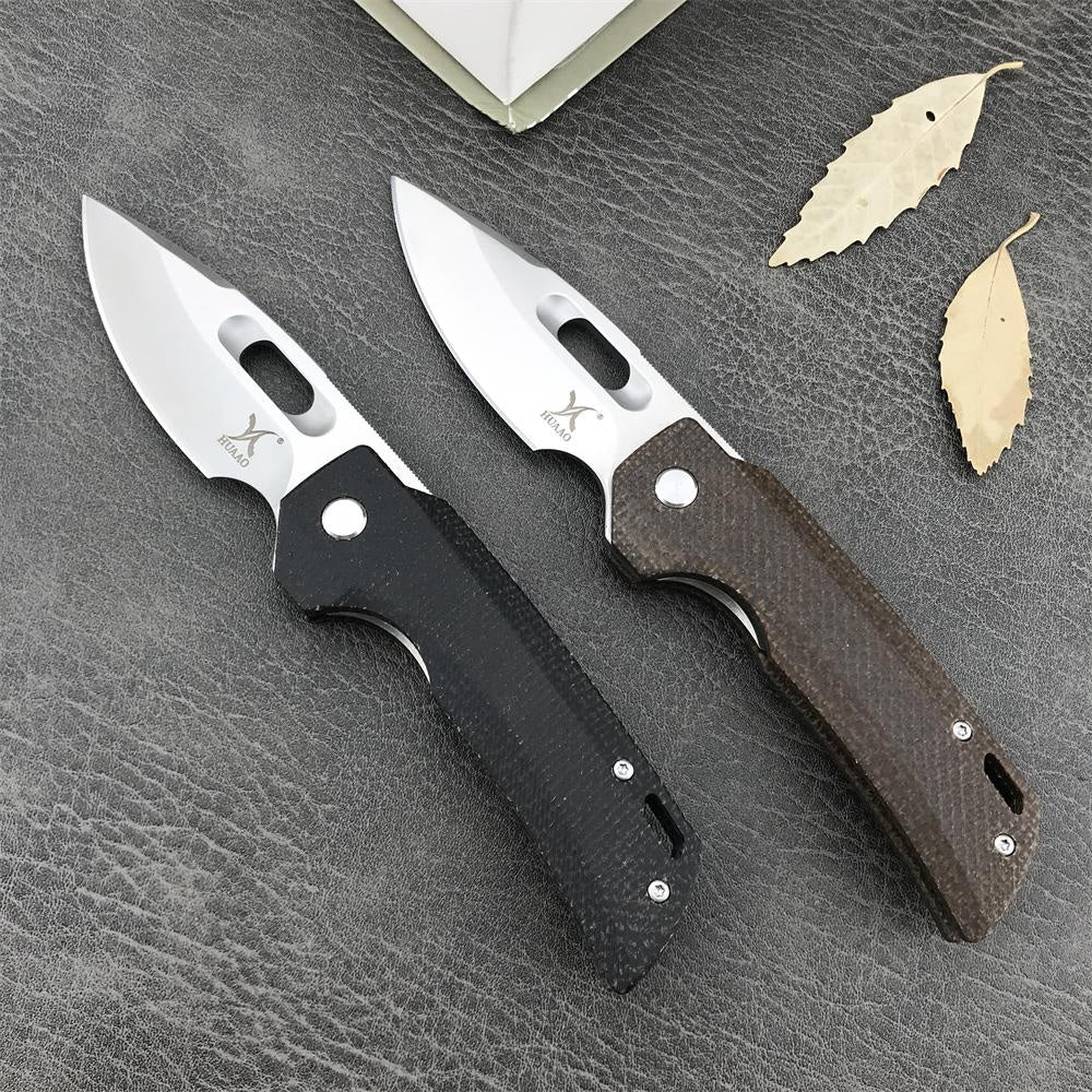 High Quality Bearing HUAAO GC002 Tactical Folding Pocket Knife 8Cr13Mov Blade Micarta Handle Outdoor Hunting Knives Camping EDC Tool Christmas Gift