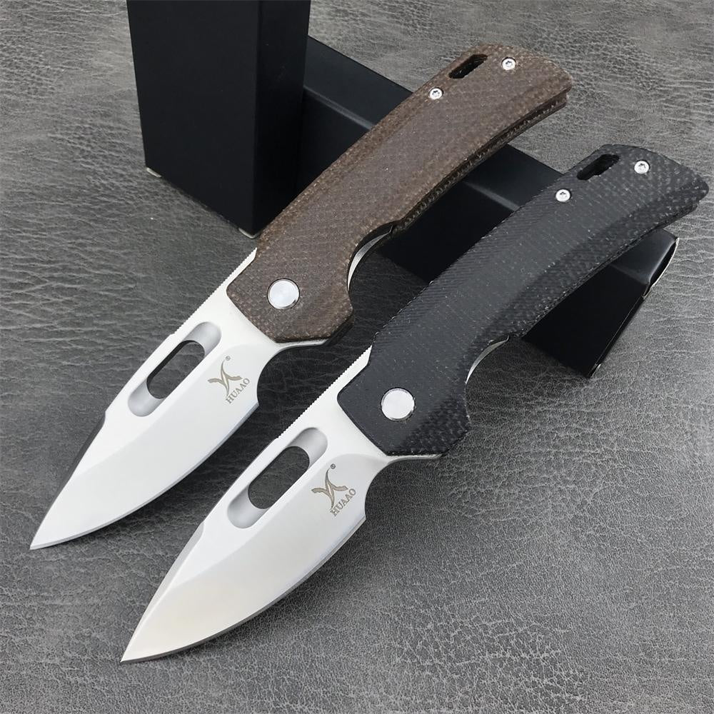 High Quality Bearing HUAAO GC002 Tactical Folding Pocket Knife 8Cr13Mov Blade Micarta Handle Outdoor Hunting Knives Camping EDC Tool Christmas Gift