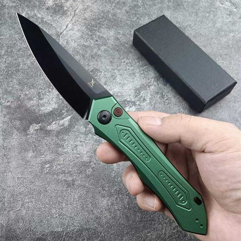 HUAAO AUTO Folding Knife 3.75" CPM-154 Black DLC Blade, Aluminum Handle Automatic Tactical Spring Assisted Auxiliary Knife Outdoor Hunting Camping EDC Survival Knife Folding Pocket Knife Self Defense Tool