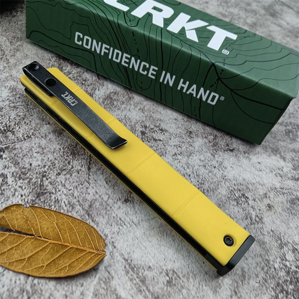 CRKT 7096YGK CEO Bamboo Gentleman's Folding Knife 3.11" 8Cr13Mov Plain Blade Nylon Glass Fibre Handle Liner Lock Camping Survival Pocket Knives