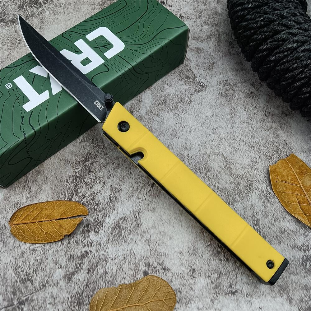 CRKT 7096YGK CEO Bamboo Gentleman's Folding Knife 3.11" 8Cr13Mov Plain Blade Nylon Glass Fibre Handle Liner Lock Camping Survival Pocket Knives