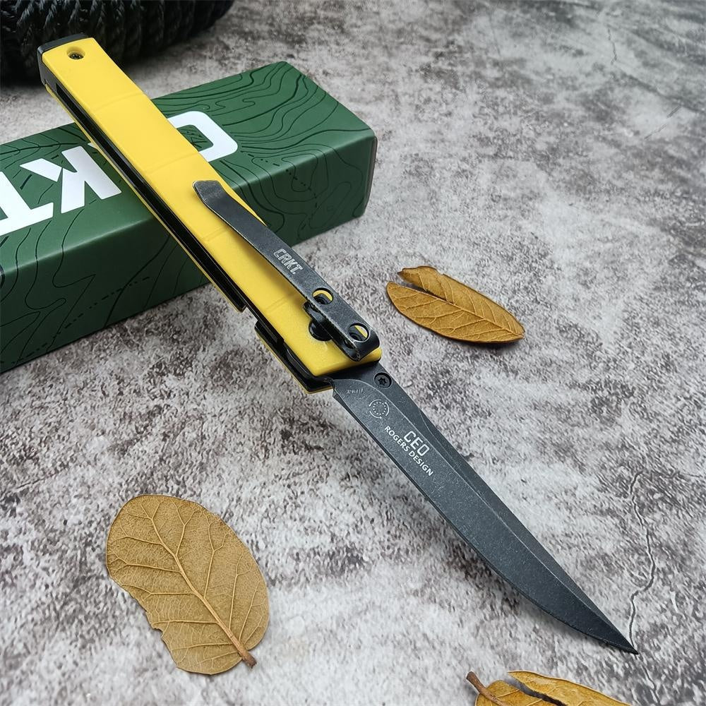 CRKT 7096YGK CEO Bamboo Gentleman's Folding Knife 3.11" 8Cr13Mov Plain Blade Nylon Glass Fibre Handle Liner Lock Camping Survival Pocket Knives