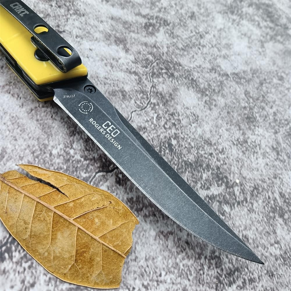 CRKT 7096YGK CEO Bamboo Gentleman's Folding Knife 3.11" 8Cr13Mov Plain Blade Nylon Glass Fibre Handle Liner Lock Camping Survival Pocket Knives