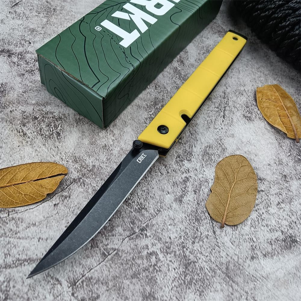 CRKT 7096YGK CEO Bamboo Gentleman's Folding Knife 3.11" 8Cr13Mov Plain Blade Nylon Glass Fibre Handle Liner Lock Camping Survival Pocket Knives