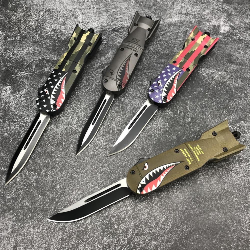 High Quality AUTO Knife 440C Blade Zinc Alloy Handle Quick Open Spring Assisted Tactical OTF Knife Switchblade Outdoor Survival Knife