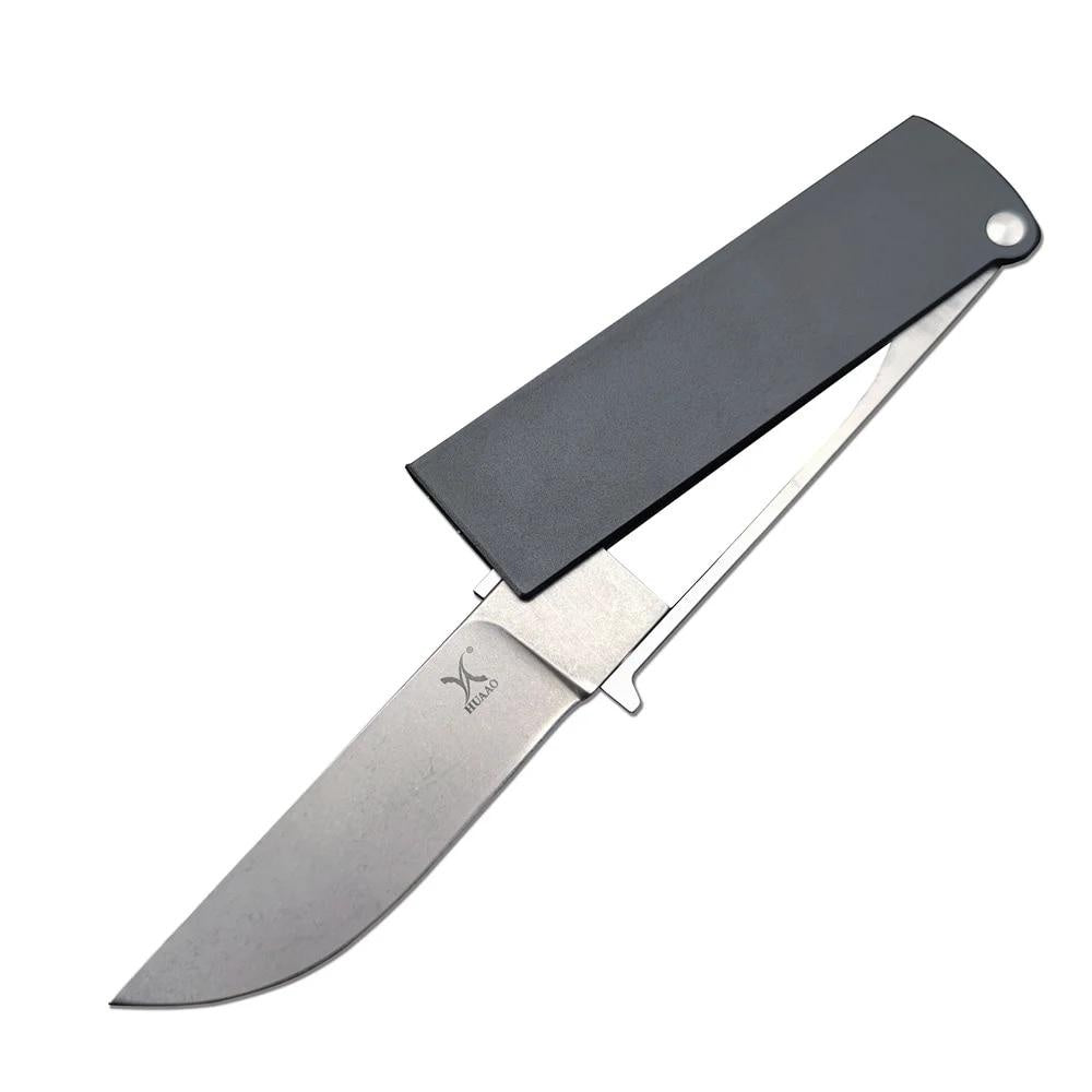 HUAAO Manual Folding Knife D2 Blade T6 Aluminum Handle Edc Self Defense Hunting Knives Camping Survival Multifunction Knife Portable Folding Flipper Knife