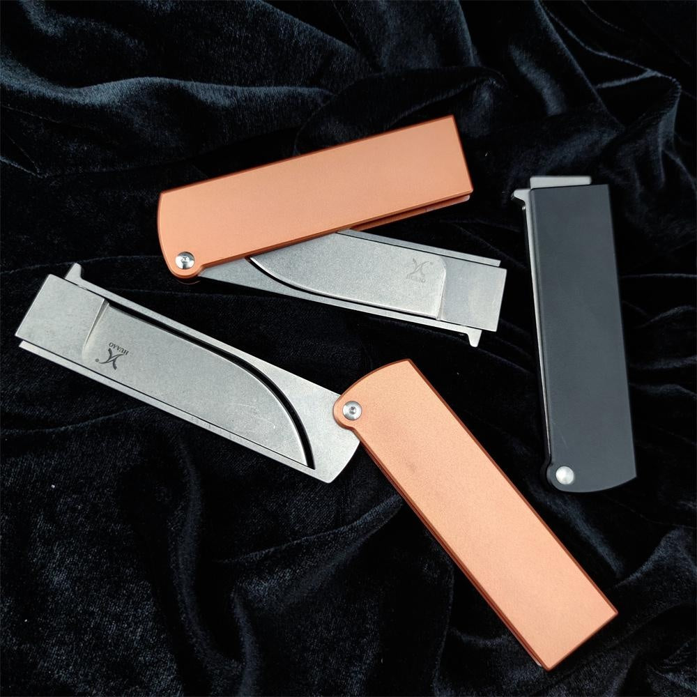 HUAAO Manual Folding Knife D2 Blade T6 Aluminum Handle Edc Self Defense Hunting Knives Camping Survival Multifunction Knife Portable Folding Flipper Knife