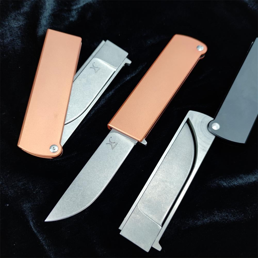 HUAAO Manual Folding Knife D2 Blade T6 Aluminum Handle Edc Self Defense Hunting Knives Camping Survival Multifunction Knife Portable Folding Flipper Knife