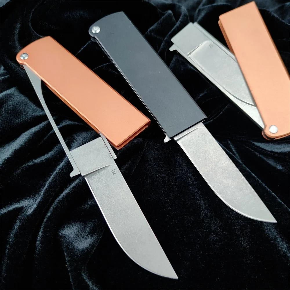 HUAAO Manual Folding Knife D2 Blade T6 Aluminum Handle Edc Self Defense Hunting Knives Camping Survival Multifunction Knife Portable Folding Flipper Knife