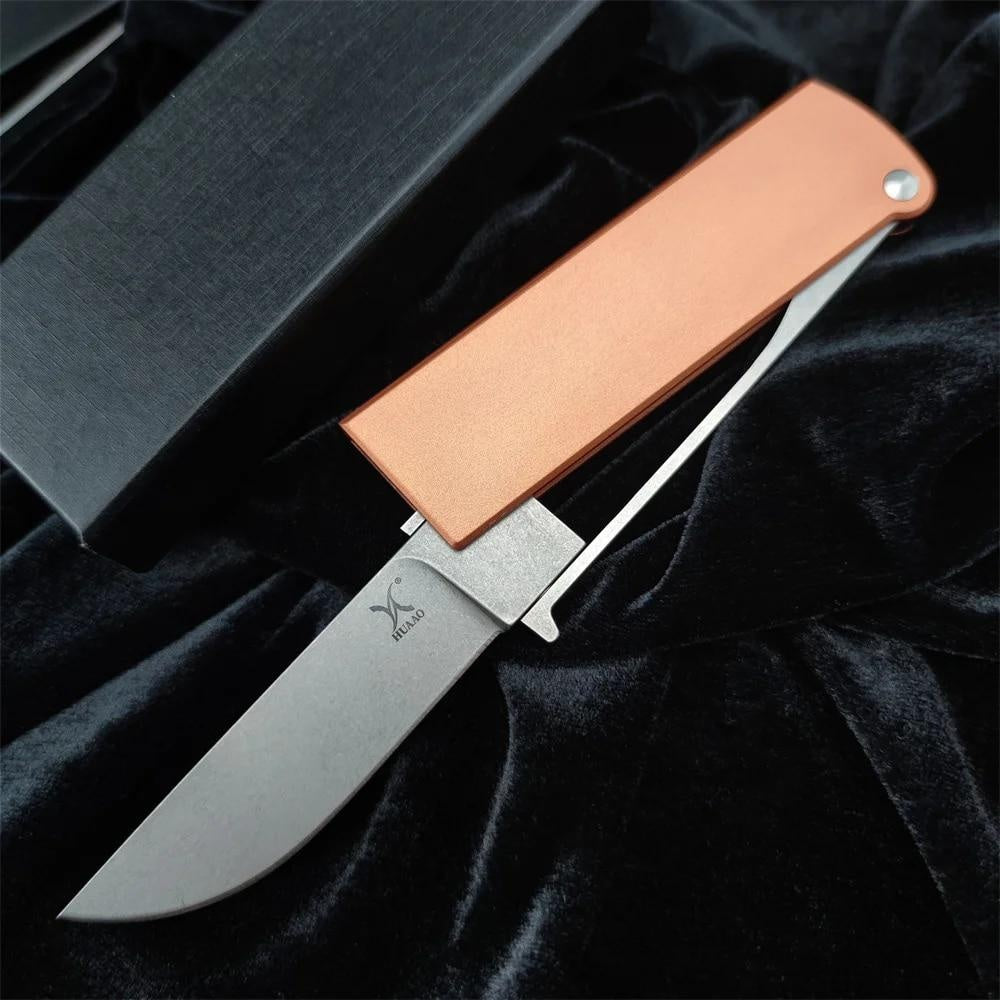 HUAAO Manual Folding Knife D2 Blade T6 Aluminum Handle Edc Self Defense Hunting Knives Camping Survival Multifunction Knife Portable Folding Flipper Knife