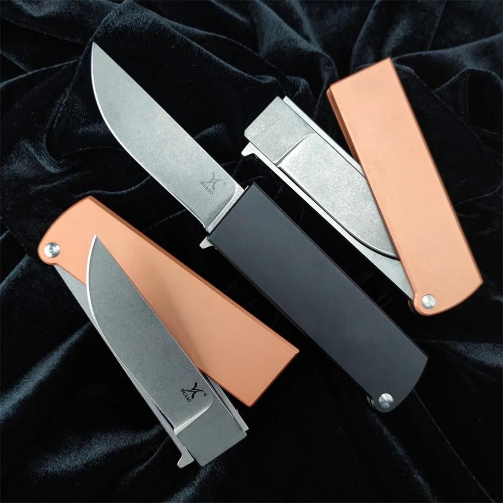 HUAAO Manual Folding Knife D2 Blade T6 Aluminum Handle Edc Self Defense Hunting Knives Camping Survival Multifunction Knife Portable Folding Flipper Knife