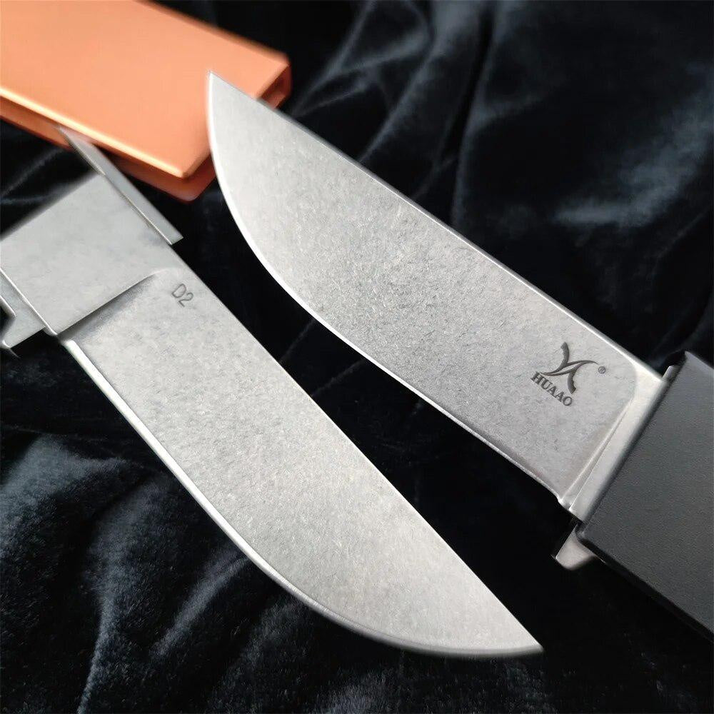 HUAAO Manual Folding Knife D2 Blade T6 Aluminum Handle Edc Self Defense Hunting Knives Camping Survival Multifunction Knife Portable Folding Flipper Knife