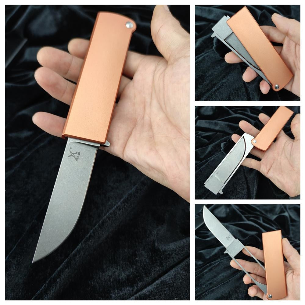 HUAAO Manual Folding Knife D2 Blade T6 Aluminum Handle Edc Self Defense Hunting Knives Camping Survival Multifunction Knife Portable Folding Flipper Knife