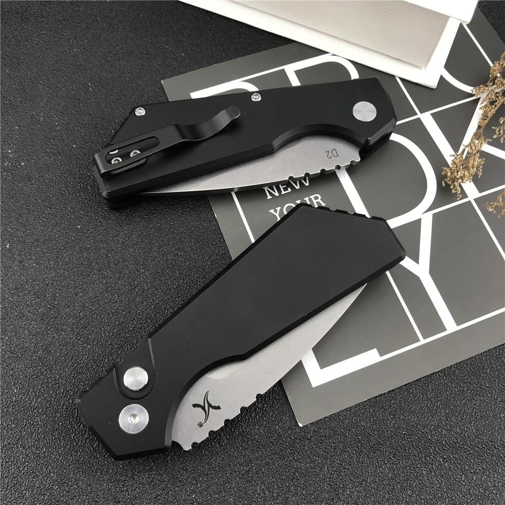 Huaao AUTO Knife D2 Blade T6 Aluminum Handle Camping Survival Hunting Knives Hiking Edc Tactical Knife Fast Opening Spring Assisted Folding Pocket Mini Knife Box Opener