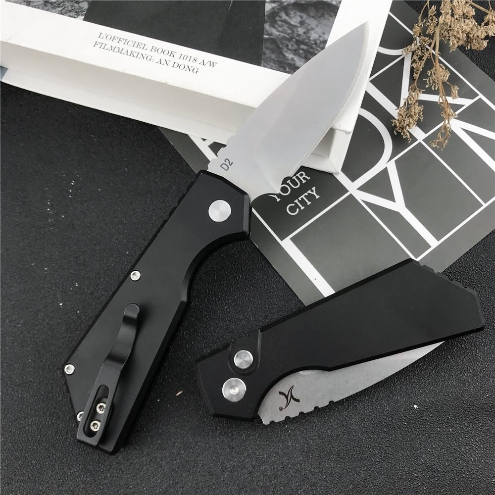 Huaao AUTO Knife D2 Blade T6 Aluminum Handle Camping Survival Hunting Knives Hiking Edc Tactical Knife Fast Opening Spring Assisted Folding Pocket Mini Knife Box Opener