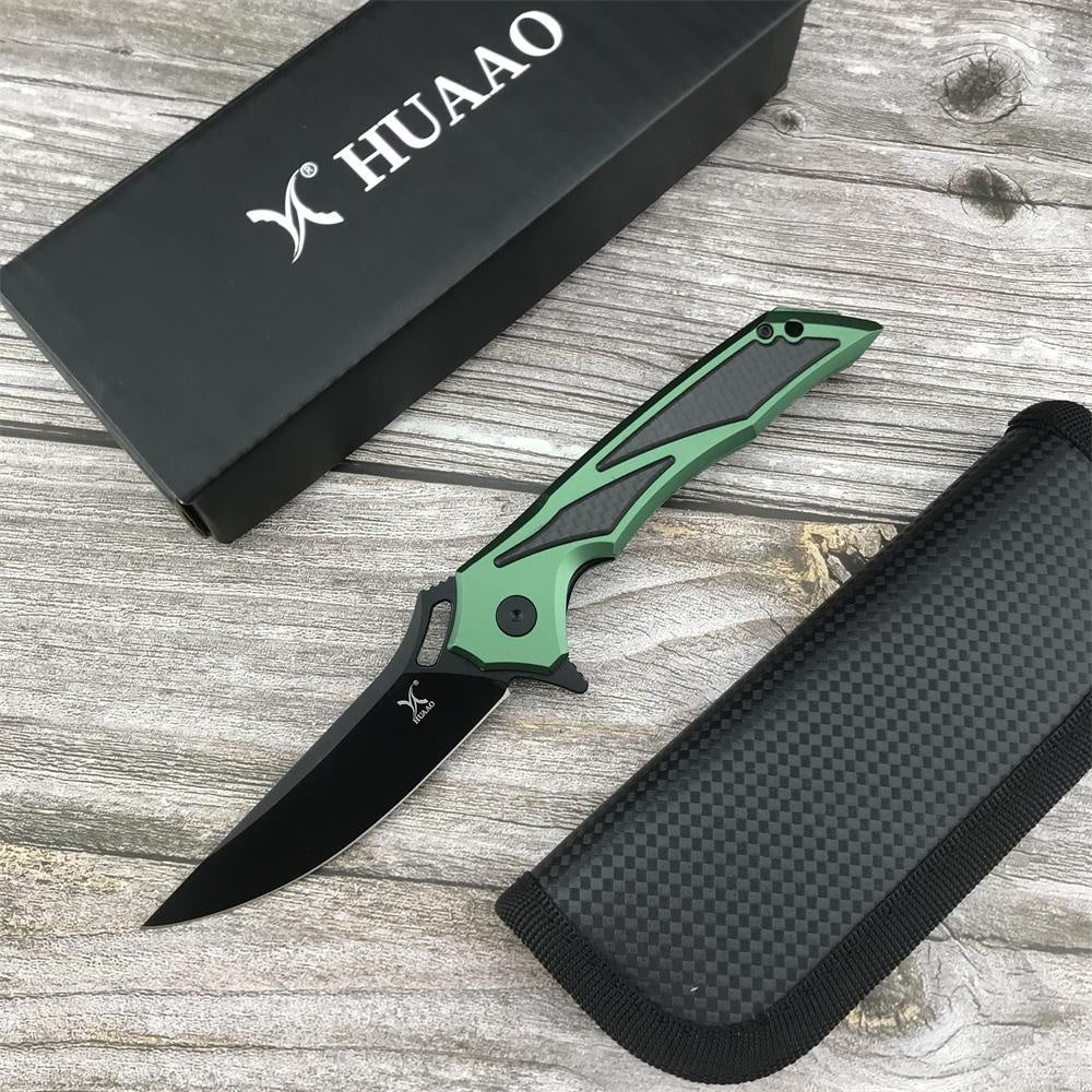 HUA AO GC003 Folding Pocket Knife D2 Blade T6 Aluminum with Carbon Brazing Handle EDC Combat Knives Higher Quality Outdoor Camping Surviva Bushcraft Knifel