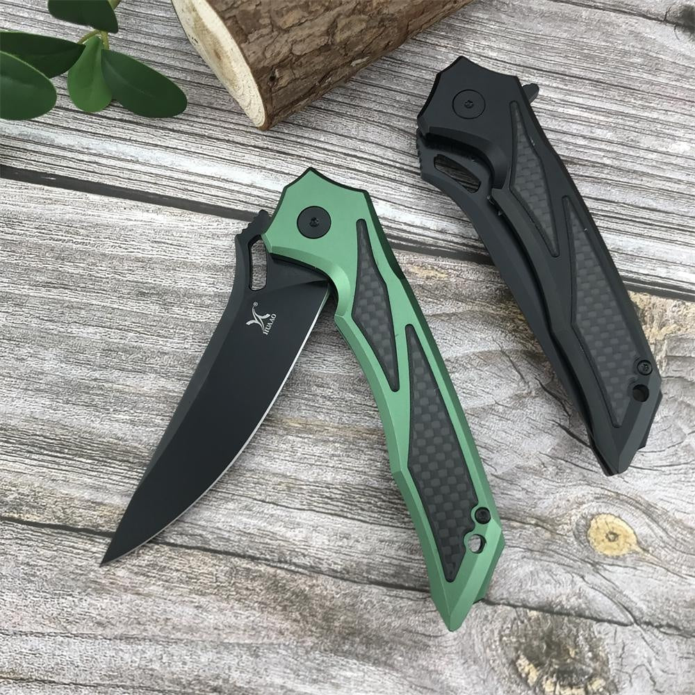 HUA AO GC003 Folding Pocket Knife D2 Blade T6 Aluminum with Carbon Brazing Handle EDC Combat Knives Higher Quality Outdoor Camping Surviva Bushcraft Knifel