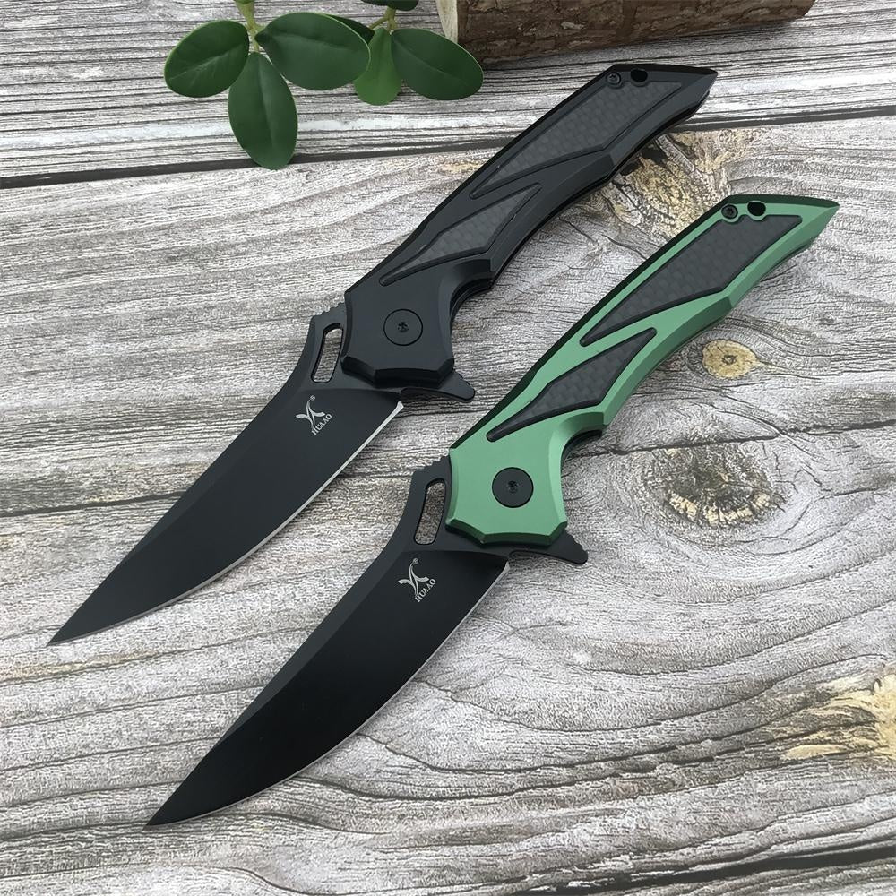 HUA AO GC003 Folding Pocket Knife D2 Blade T6 Aluminum with Carbon Brazing Handle EDC Combat Knives Higher Quality Outdoor Camping Surviva Bushcraft Knifel