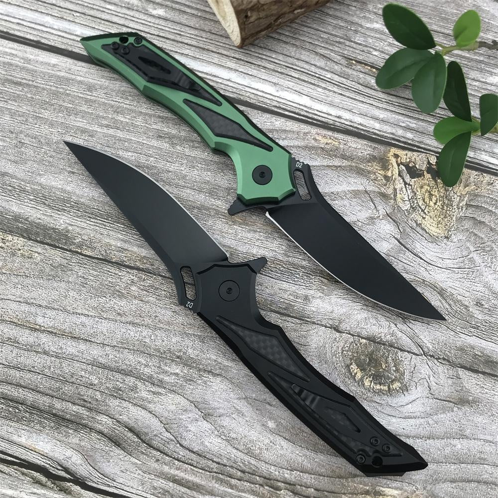 HUA AO GC003 Folding Pocket Knife D2 Blade T6 Aluminum with Carbon Brazing Handle EDC Combat Knives Higher Quality Outdoor Camping Surviva Bushcraft Knifel