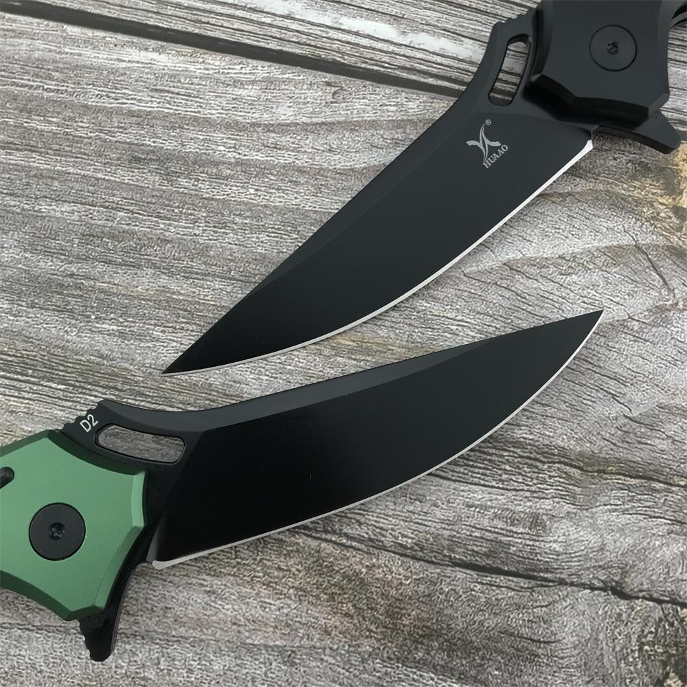 HUA AO GC003 Folding Pocket Knife D2 Blade T6 Aluminum with Carbon Brazing Handle EDC Combat Knives Higher Quality Outdoor Camping Surviva Bushcraft Knifel