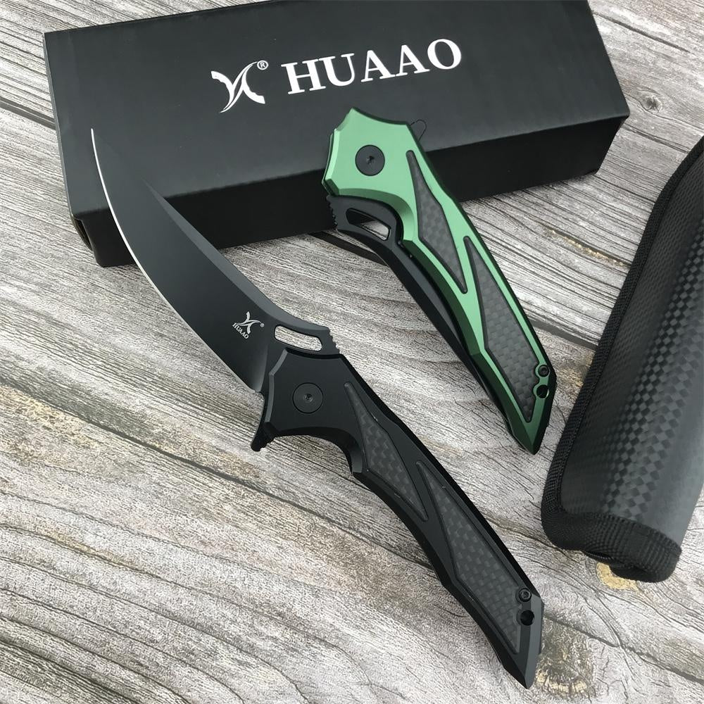 HUA AO GC003 Folding Pocket Knife D2 Blade T6 Aluminum with Carbon Brazing Handle EDC Combat Knives Higher Quality Outdoor Camping Surviva Bushcraft Knifel