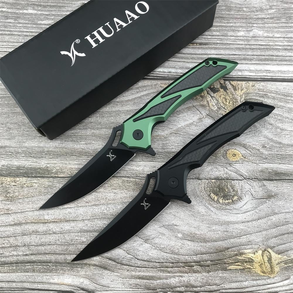 HUA AO GC003 Folding Pocket Knife D2 Blade T6 Aluminum with Carbon Brazing Handle EDC Combat Knives Higher Quality Outdoor Camping Surviva Bushcraft Knifel