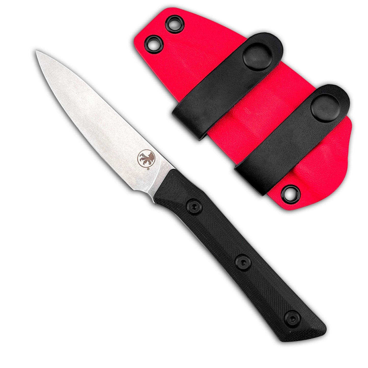 3500-10BK Fixed Blade Paring Knife with G10 Handle Black Coated 8Cr13MoV Stainless Steel Utility Fruit Knife Sheath Included