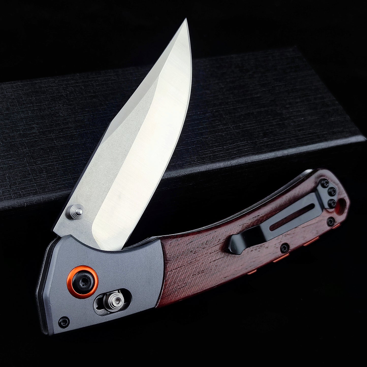 15080 EDC Pocket Knife for Men, D2 Blade, Satin Finish  Thumb Stud Manual Open Camping Folding Knife for Outdoor Fishing