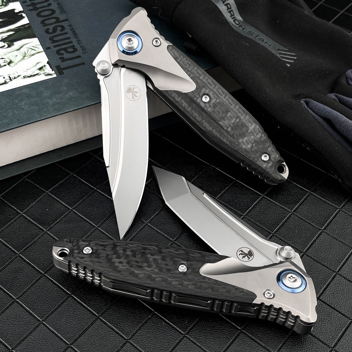 M390 Steel Folding Pocket Knife TC4 Titanium Carbon Fiber Handle Thumb Stud Sub-Frame Lock EDC Folder