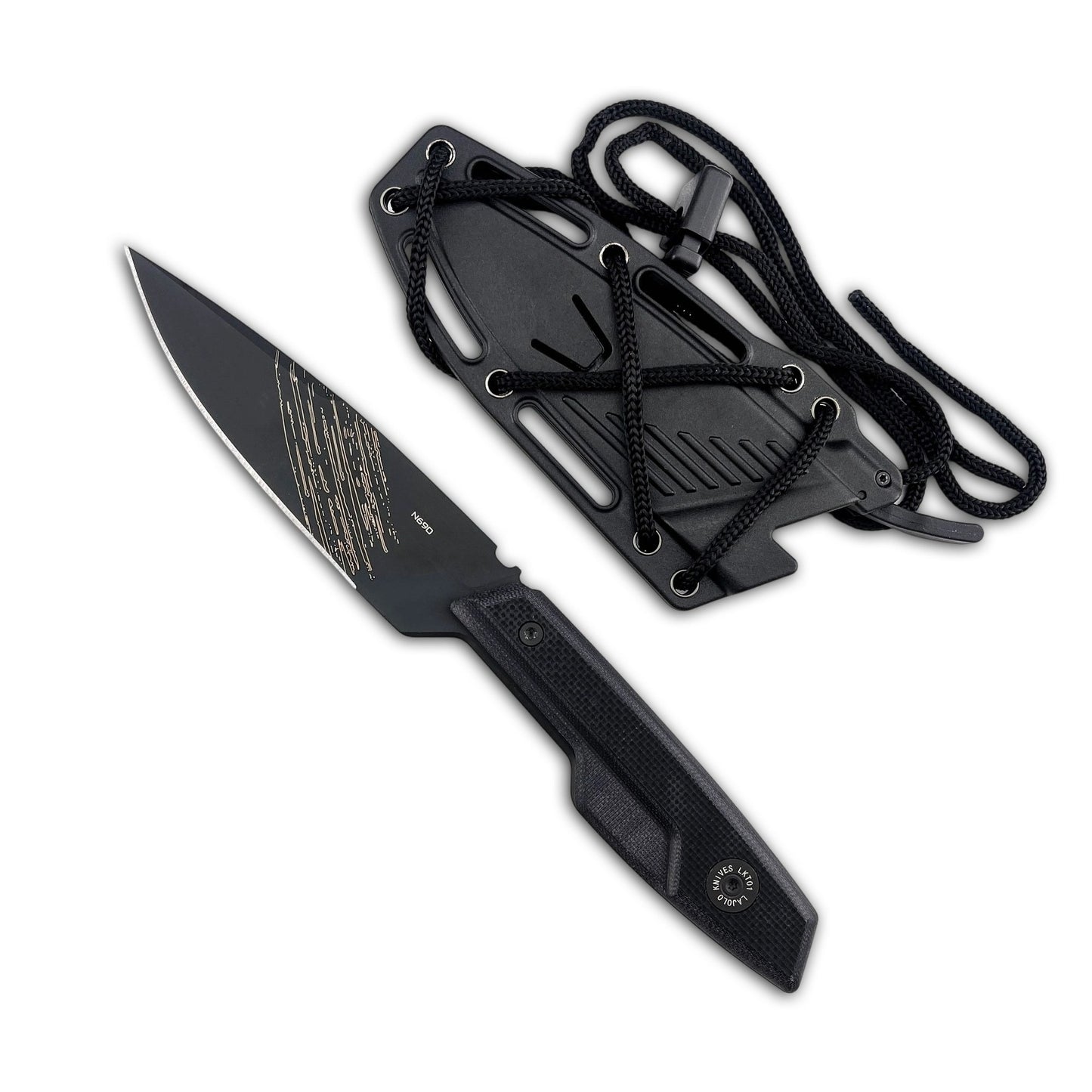 Full Tang N690 Steel Fixed Blade Outdoor Knife with G10 Handle and Protective Sheath