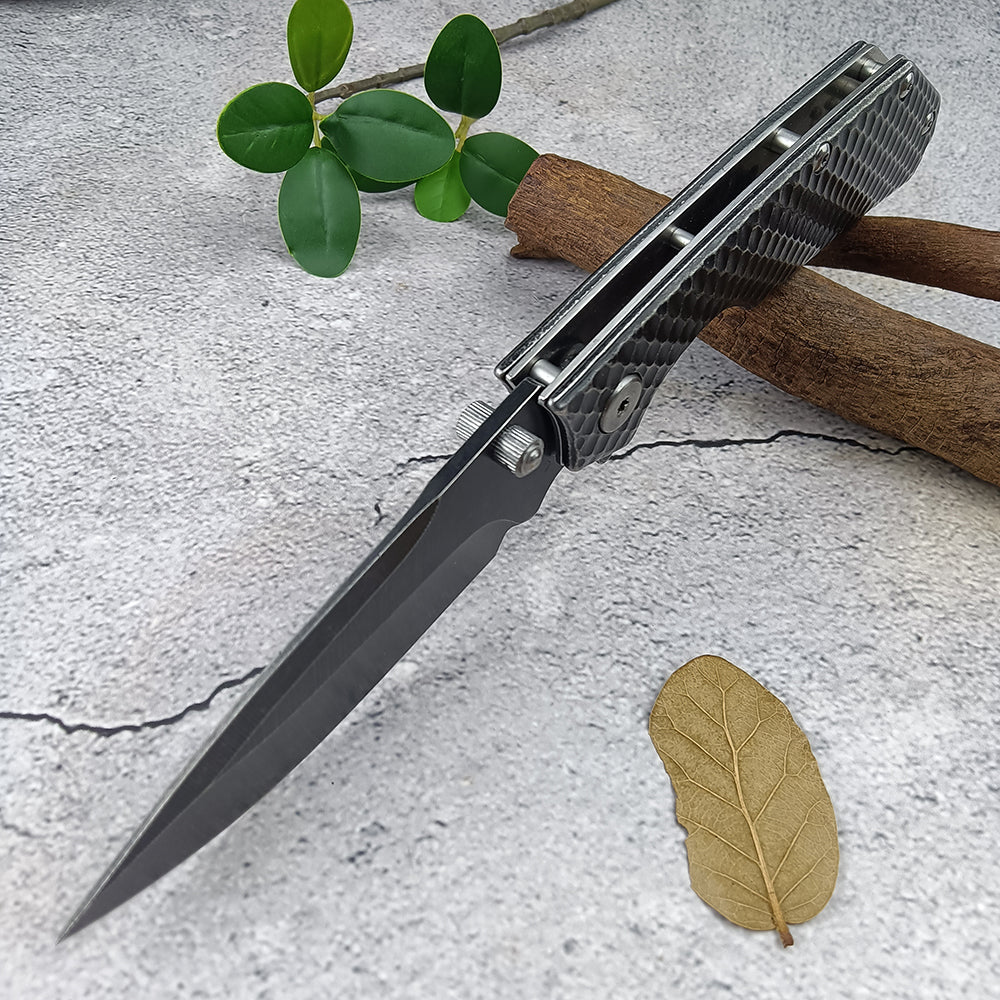 Stainless Steel Black Flipper Blade Outdoor Camping Utility Folding Knife Multitools Hunting Pocket Self Defense Jackknife Portable Tools