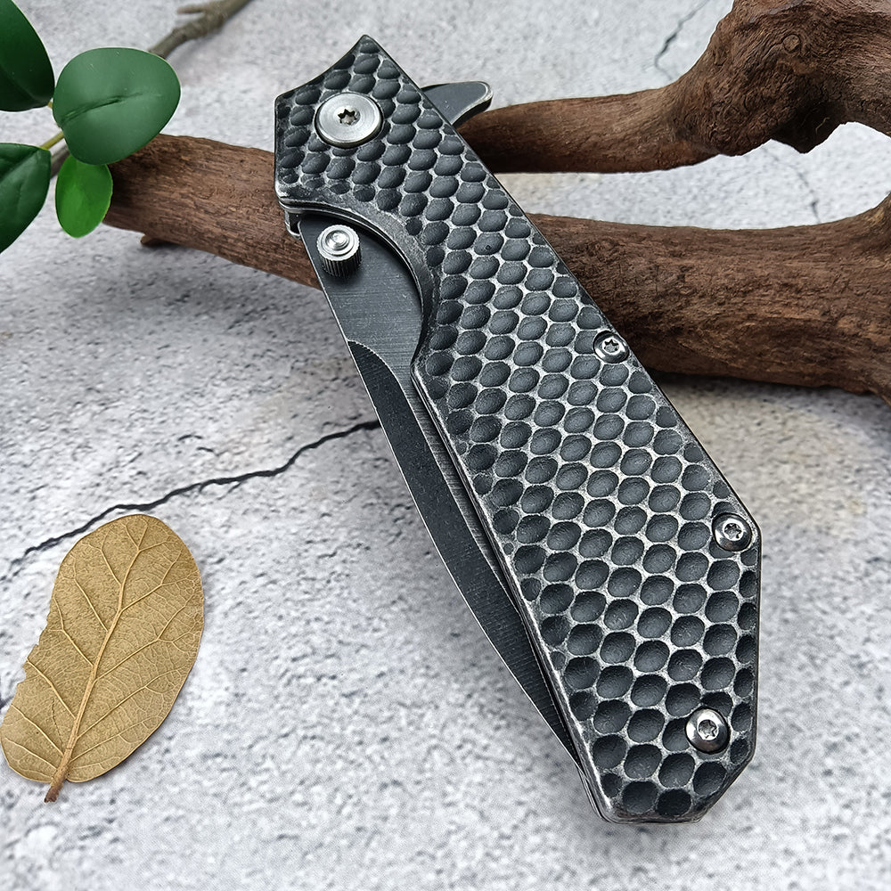 Stainless Steel Black Flipper Blade Outdoor Camping Utility Folding Knife Multitools Hunting Pocket Self Defense Jackknife Portable Tools