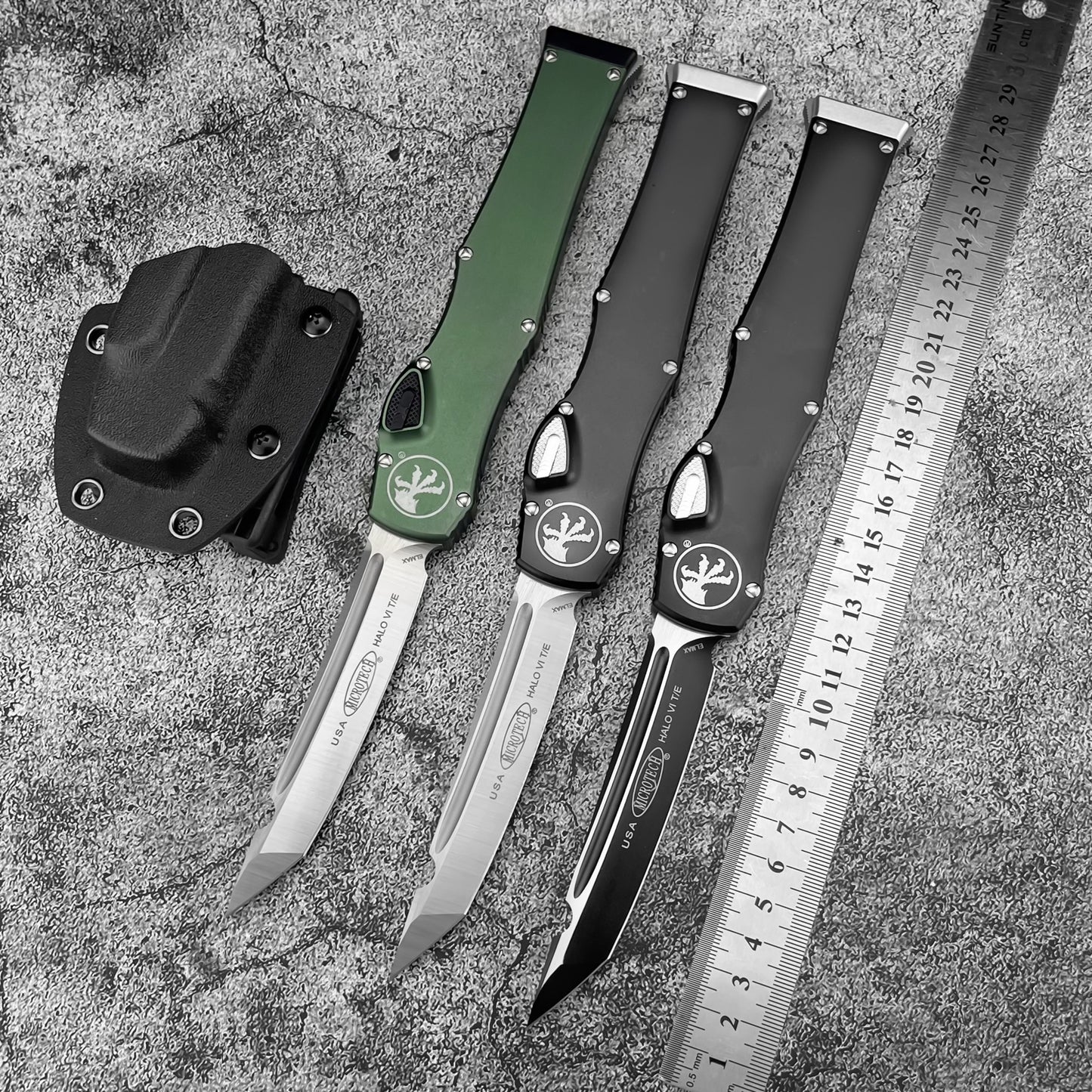 Halo V6  Single-Action OTF Automatic Knife - D2 Steel Blade T6 Aluminum Handle