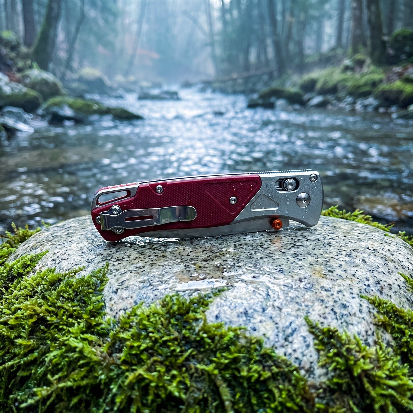 535-9 Folding Pocket Knife with D2 Steel Drop-Point Blade and Red G10 Handle