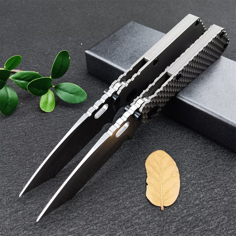 New Arrival Strider EDC Knife Manual Open Outdoor Folding Knives D2 Tanto Blade TC4 Titanium Alloy Handle Frame Lock with Clip Pocket Hunting Knives