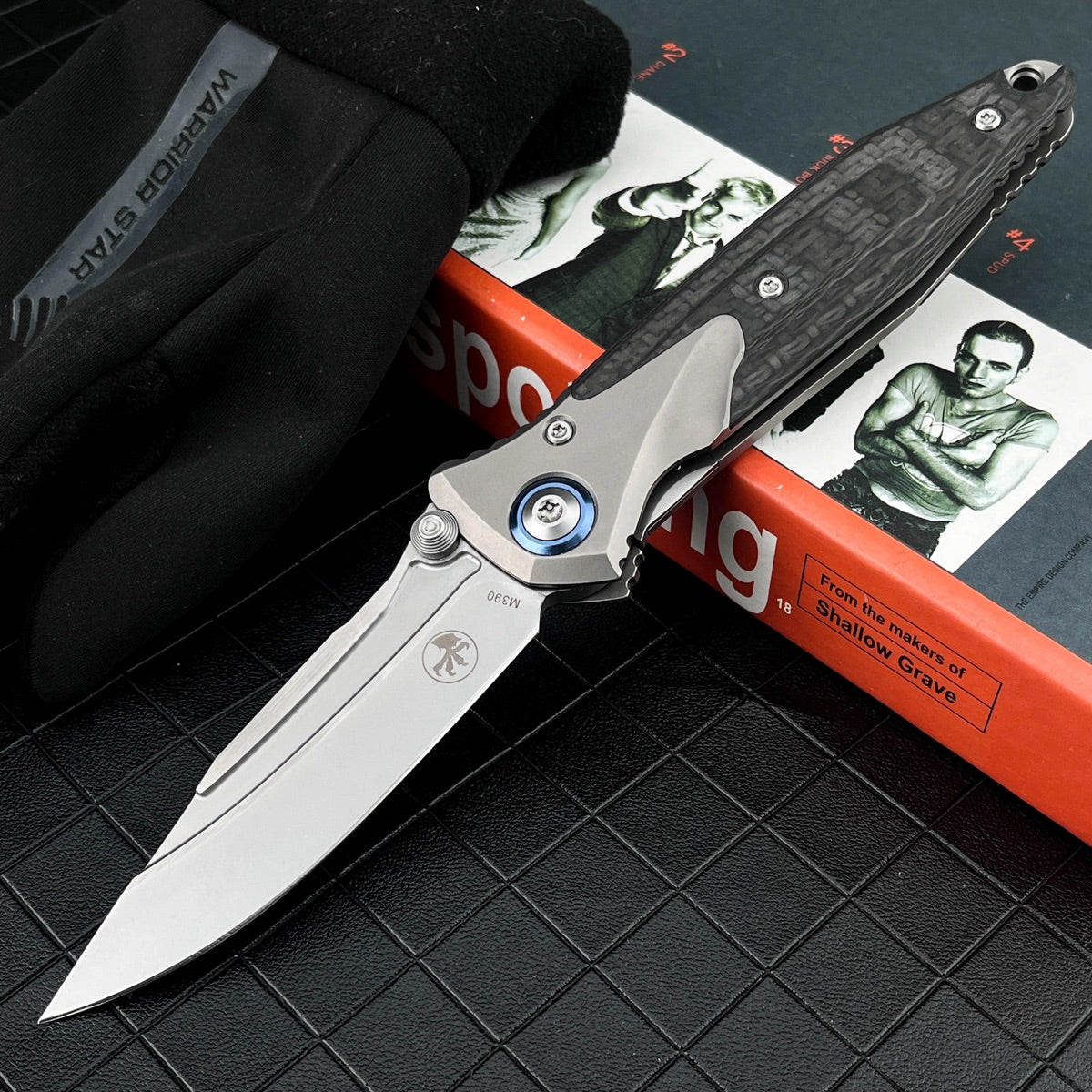 M390 Steel Folding Pocket Knife TC4 Titanium Carbon Fiber Handle Thumb Stud Sub-Frame Lock EDC Folder