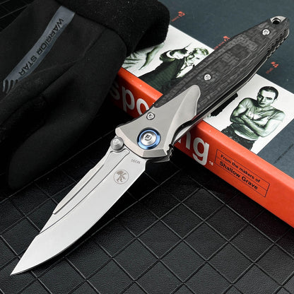 M390 Steel Folding Pocket Knife TC4 Titanium Carbon Fiber Handle Thumb Stud Sub-Frame Lock EDC Folder