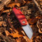 Mini Folding Pocket Knife Red Dyed Bone Handle 7Cr13Mov Steel Wharncliffe Blade