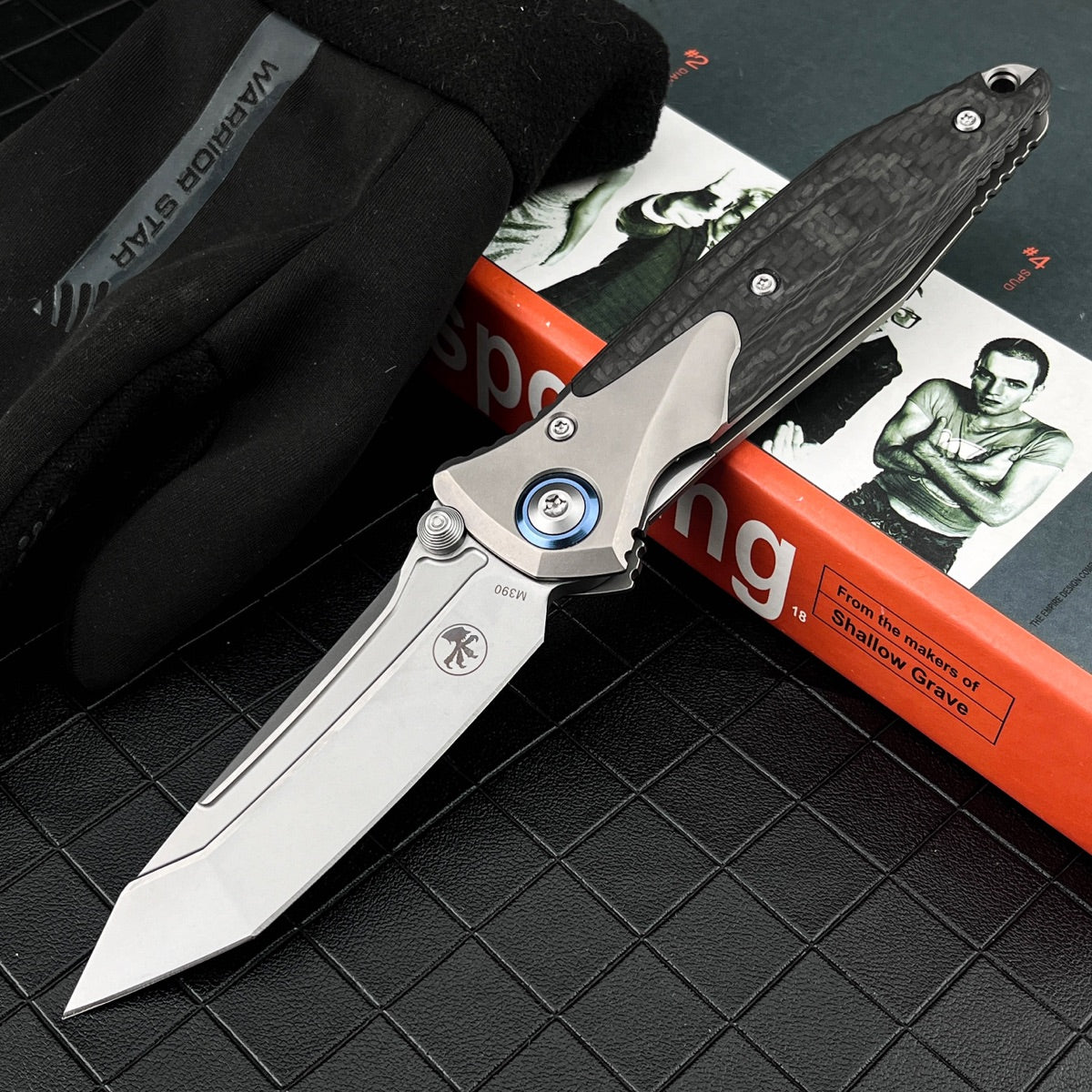 M390 Steel Folding Pocket Knife TC4 Titanium Carbon Fiber Handle Thumb Stud Sub-Frame Lock EDC Folder