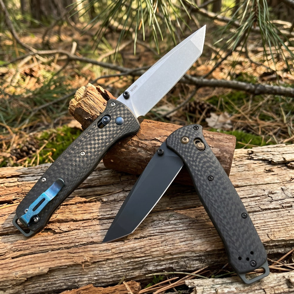 537 Bailout Ultra-Lightweight Carbon Fiber Tactical Folding Knife, D2 Premium Steel Japanese Tanto Pocket Knife with Axis Lock Mechanism, Outdoor EDC Survival Tool