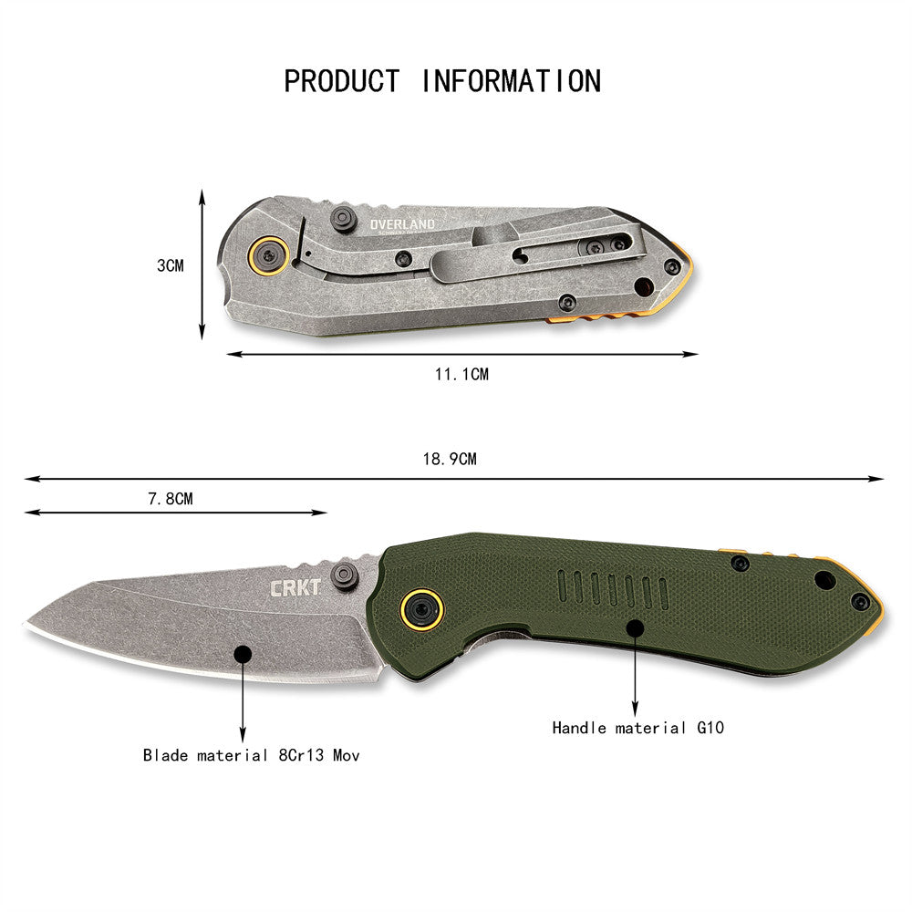 Outdoor Tactical CRKT 6280 Pocket Folding Knife 8Cr13MoV Blade 420 Steel + Carbon Fiber Handle/G10 Green Handle Hunting Defense Rescue Tool EDC