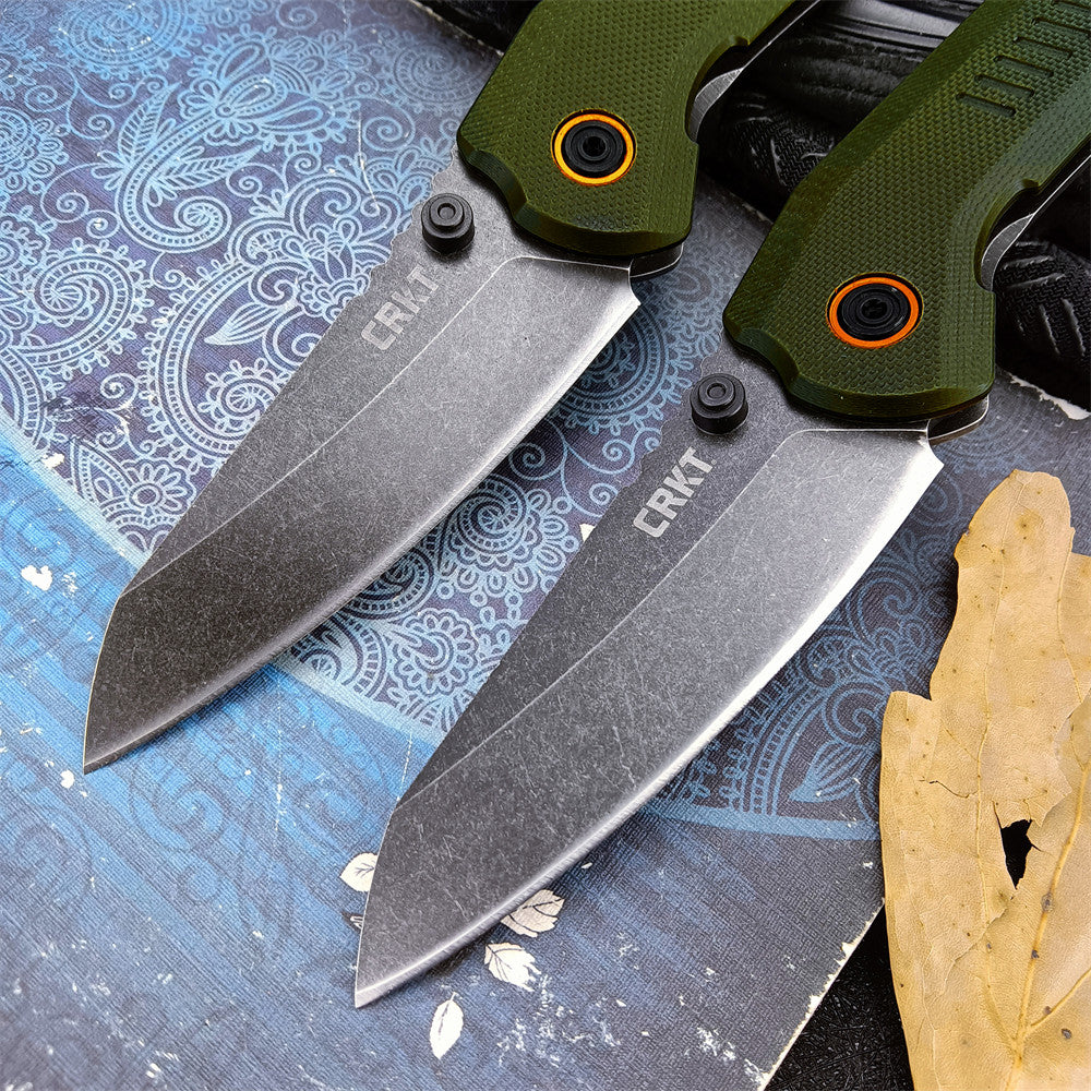 Outdoor Tactical CRKT 6280 Pocket Folding Knife 8Cr13MoV Blade 420 Steel + Carbon Fiber Handle/G10 Green Handle Hunting Defense Rescue Tool EDC