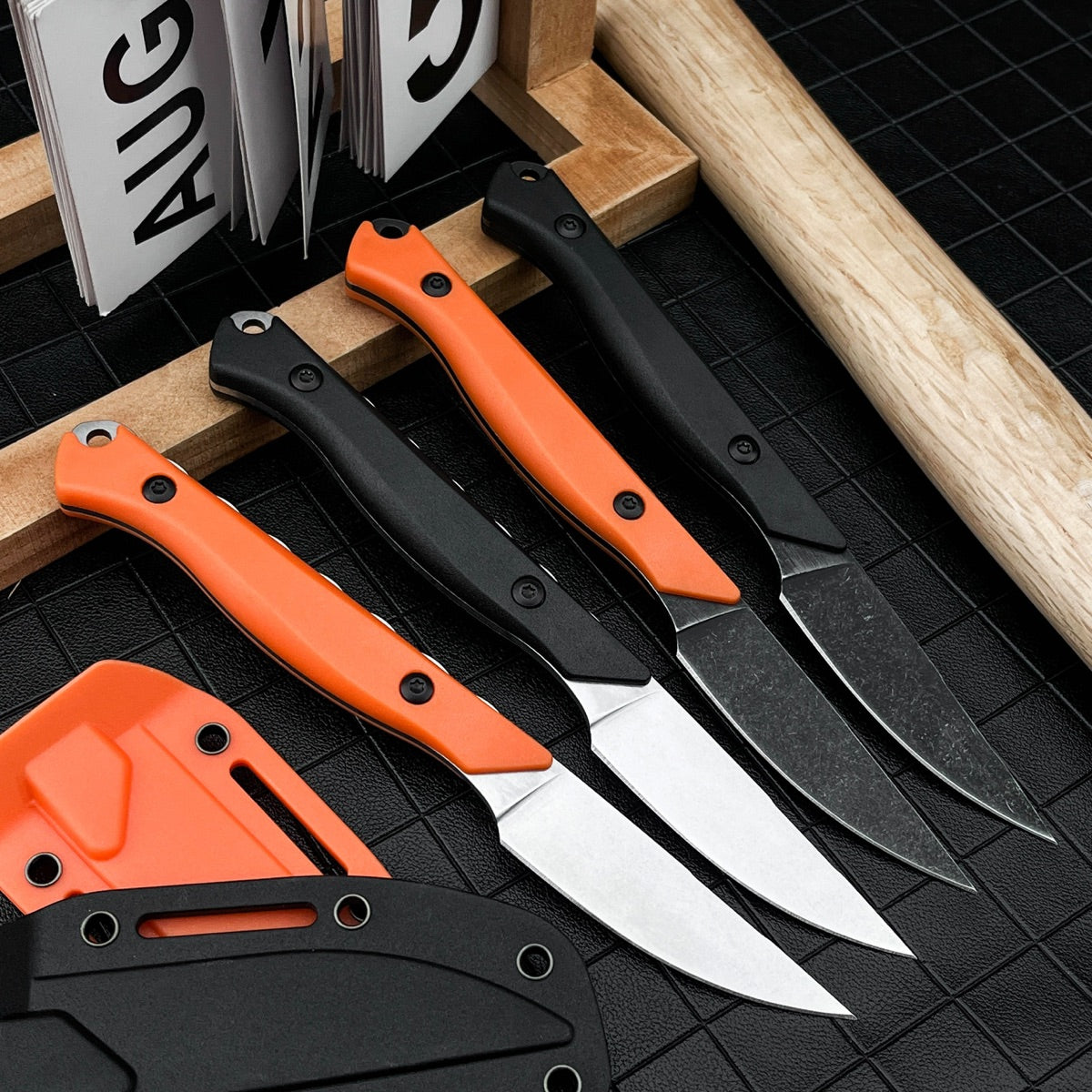 Compact Full Tang Fixed Blade EDC Knife with 8Cr13MoV Steel Blade, Ergonomic Nylon Handle & Molded Sheath for Outdoor Camping