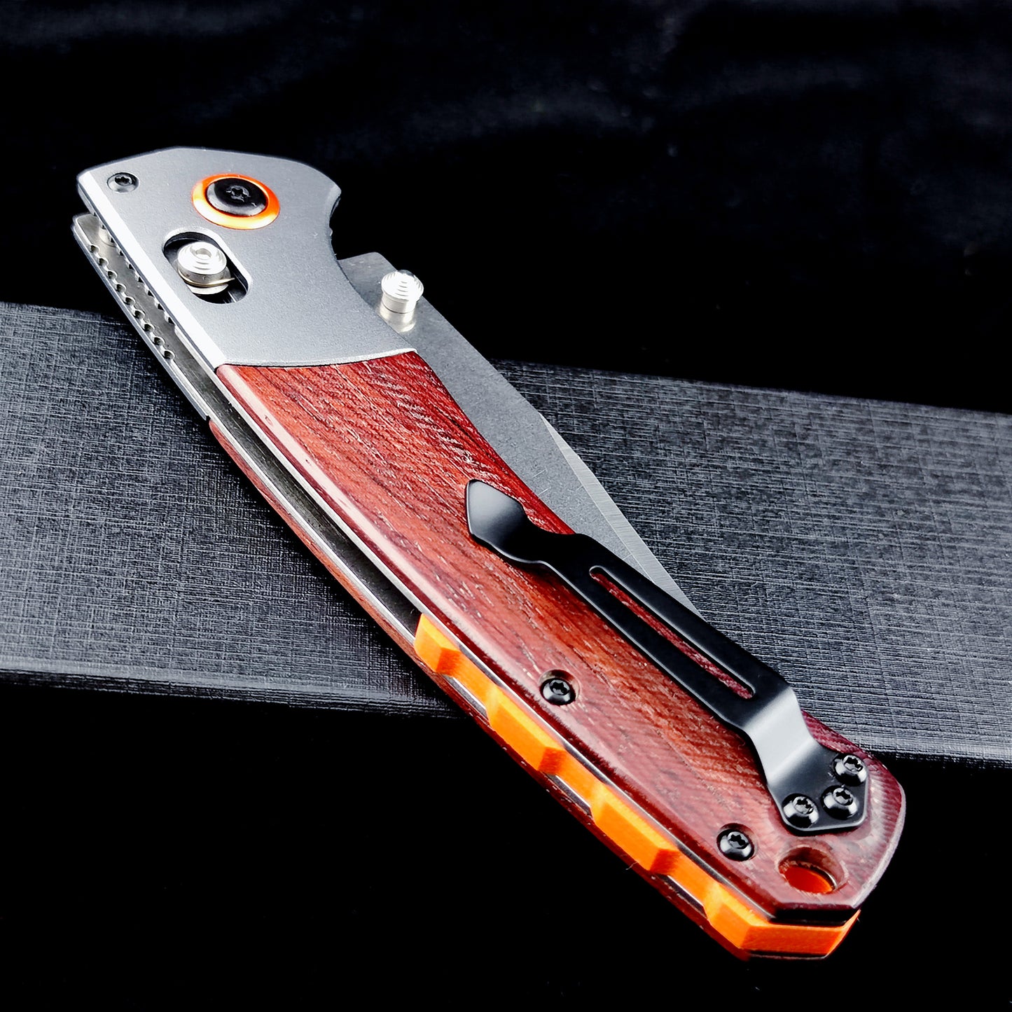 15080 EDC Pocket Knife for Men, D2 Blade, Satin Finish  Thumb Stud Manual Open Camping Folding Knife for Outdoor Fishing