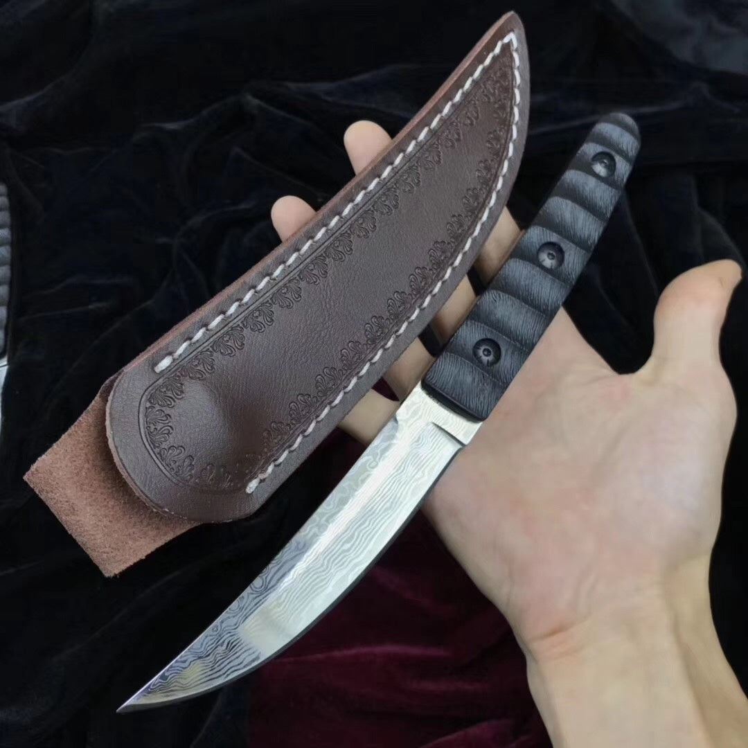 Hand Forged 400C Steel Hunting Dagger Knife Fixed Blade + Case