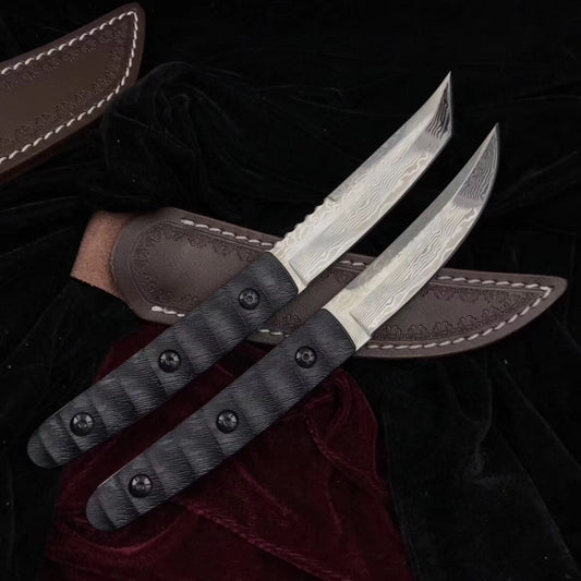 Hand Forged 400C Steel Hunting Dagger Knife Fixed Blade + Case